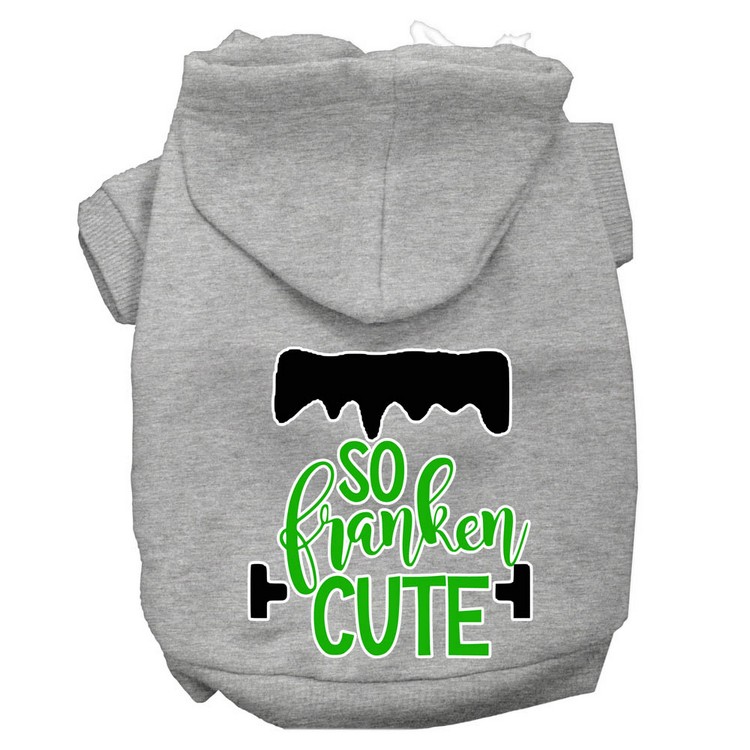 So Franken Cute Screen Print Dog Hoodie Grey XS